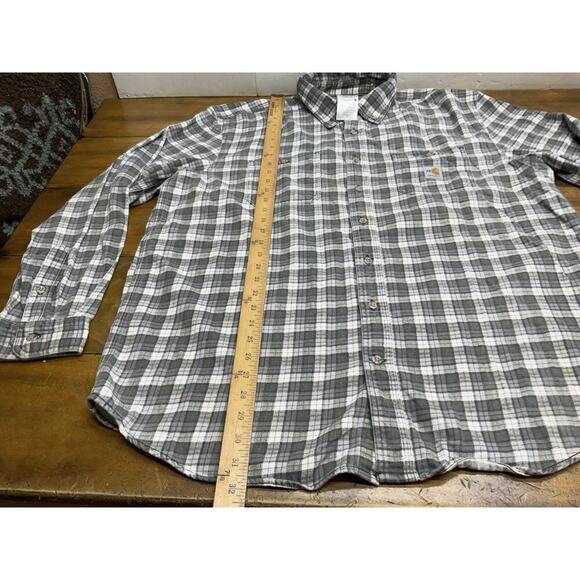 Carhartt Shirt Men’s Size XL Gray FR Flame Resistant Plaid Button Up - Picture 6 of 9